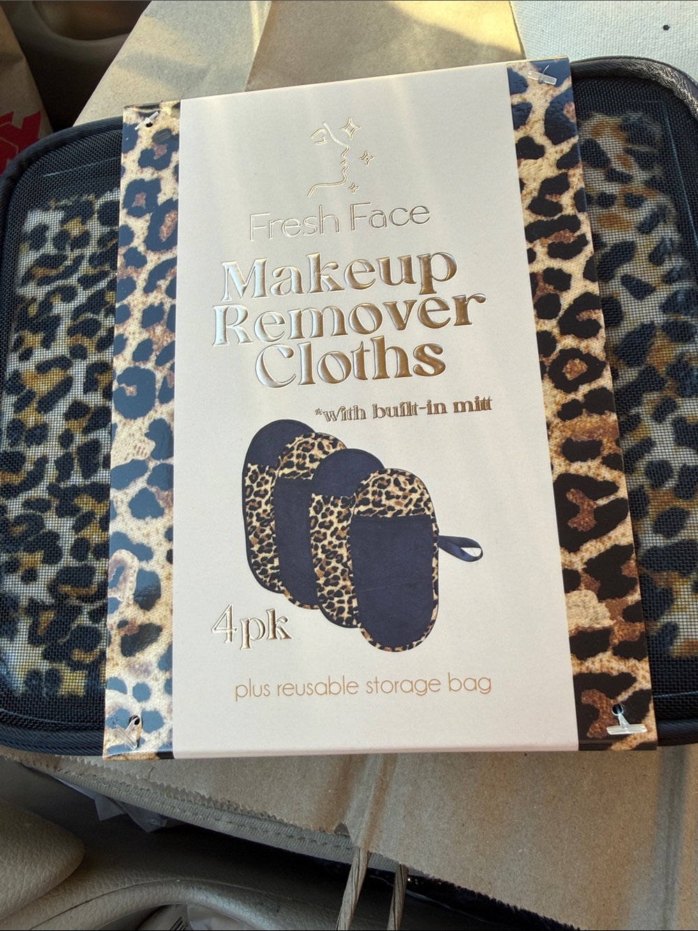 Leopard Print Makeup Remover Cloths - 4 Pack
